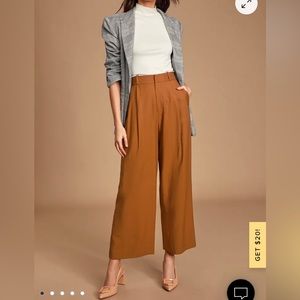 Lulus / Business Woman Camel Wide Leg Trousers